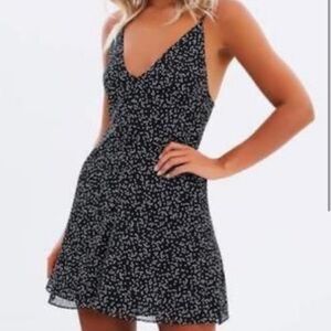LOVELY DAY BLACK FLORAL MINI DRESS WITH BACK TIE